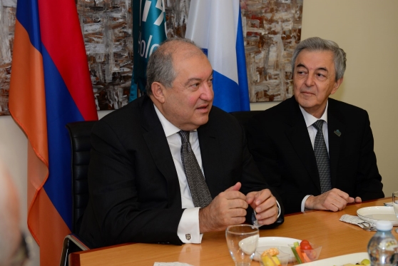 from left to right: Dr. Sarkissian - President of Armenia, Prof. Yakubov, President of HIT